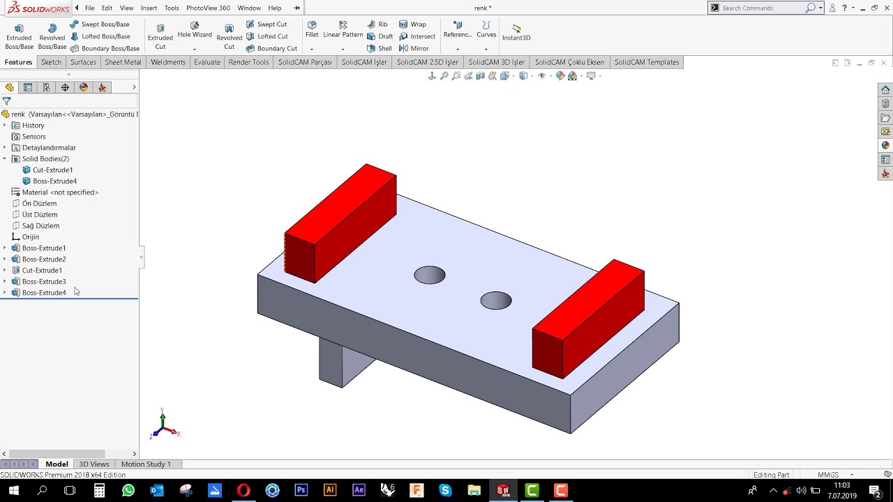 21-  Solidworks Eğitim - Parçalara Renk Verme ve Renk Ayarları www.argefoni.com