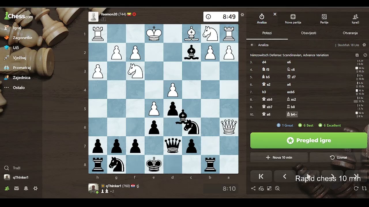 Some of my first games on chess com vs 744 elo rating!      2026 03 20