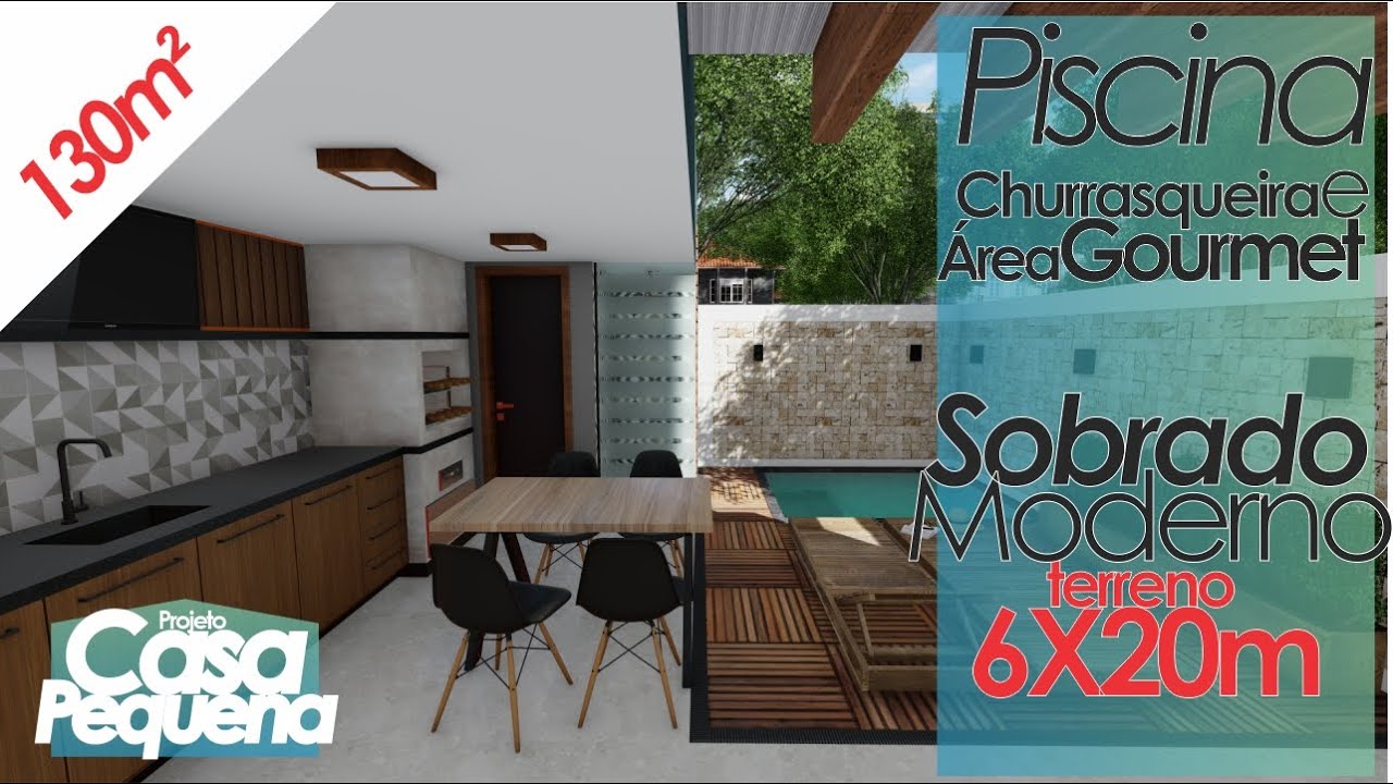 CASA PEQUENA - SOBRADO MODERNO COM 130M² - LOTE 6M X 20M - ÁREA GOURMET E PISCINA