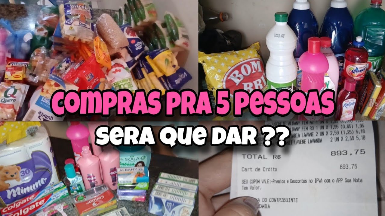  COMPRAS  DO MÊS / PRA 5 PESSOAS SERÁ QUE  DAR ??? FIZ DE TUDO PRA COMPRAR PRODUTOS MAS EM CONTA.