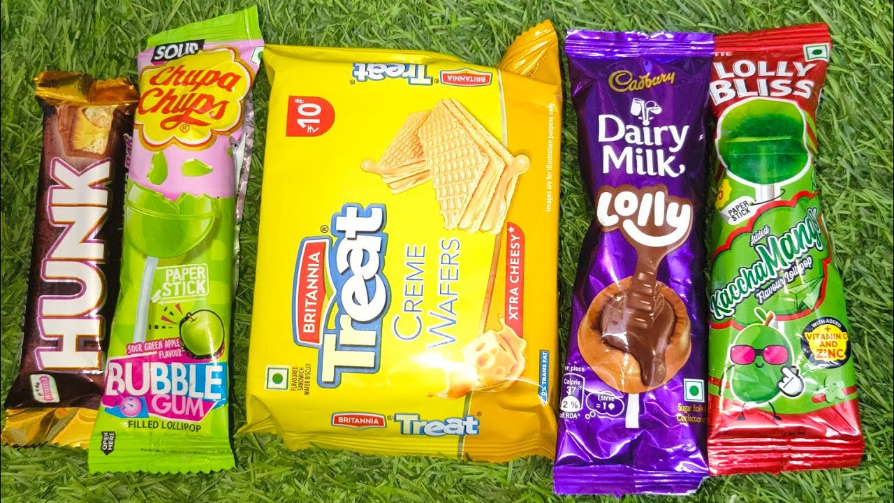 ASMR Most Popular Candys / some lots of colorful rainbow lollipop candy / unpacking chocolate eat