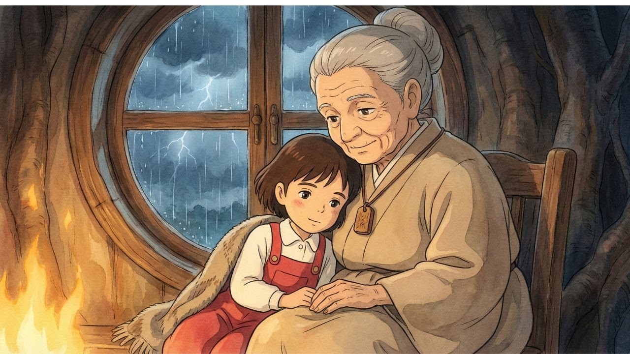 Living With My Granddaughter 🌧️ A Cozy Ghibli-Style Rain Story | Quiet Village Tales