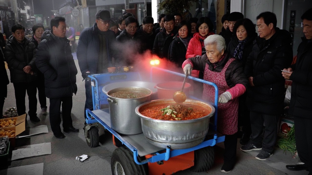 꽁꽁 언 새벽 4시 시장에 무슨 일?! 온동네 어르신이 기다리는 도깨비 국밥 할머니 Korean street food