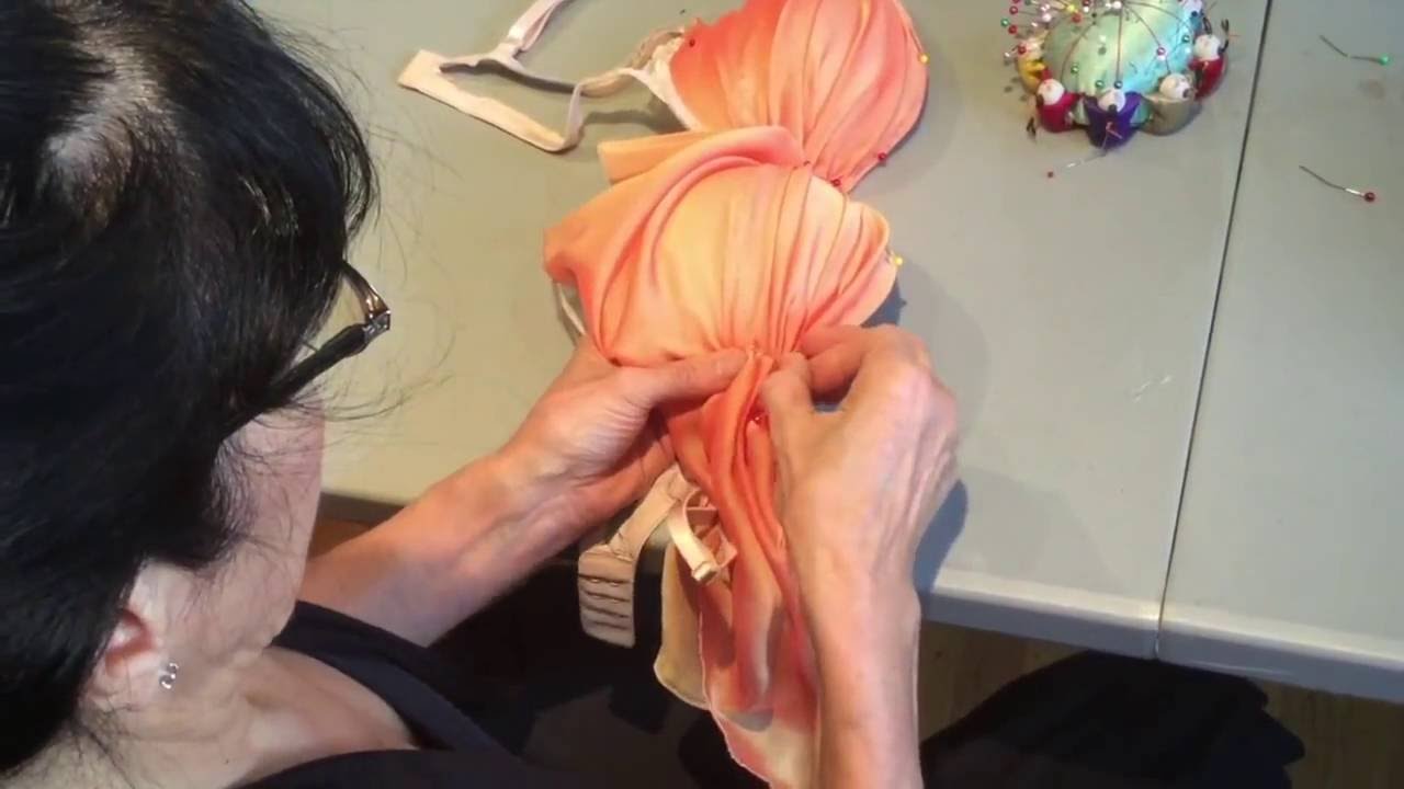 WLW Bra Embellishment 1 - Pinning Fabric On Bra