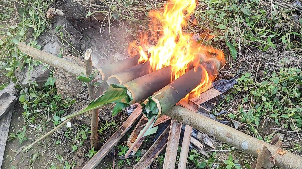 quickly learn how to cook  rice in bamboo deliciously # ARUNACHAL PRADESH
