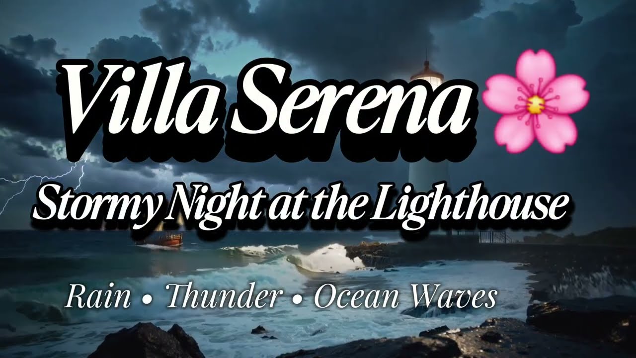 Stormy Night at the Lighthouse 🌧 Rain, Thunder & Cozy Cabin | Villa Serena Relaxing Ambience