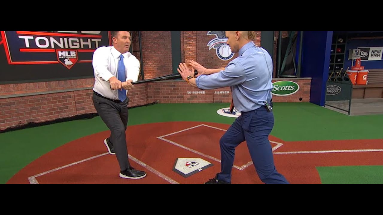 Jim Thome and Eric Byrnes demo hitting in Studio 42