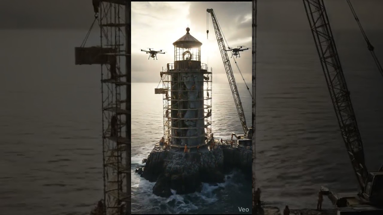 From Broken Lighthouse to Futuristic Sky Restaurant 🌊✨ | AI Transformation