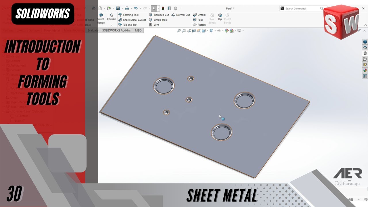 Introduction to Forming Tools | Sheet Metal | Solidworks Tutorial | Stage #30 Eng - AER Int.