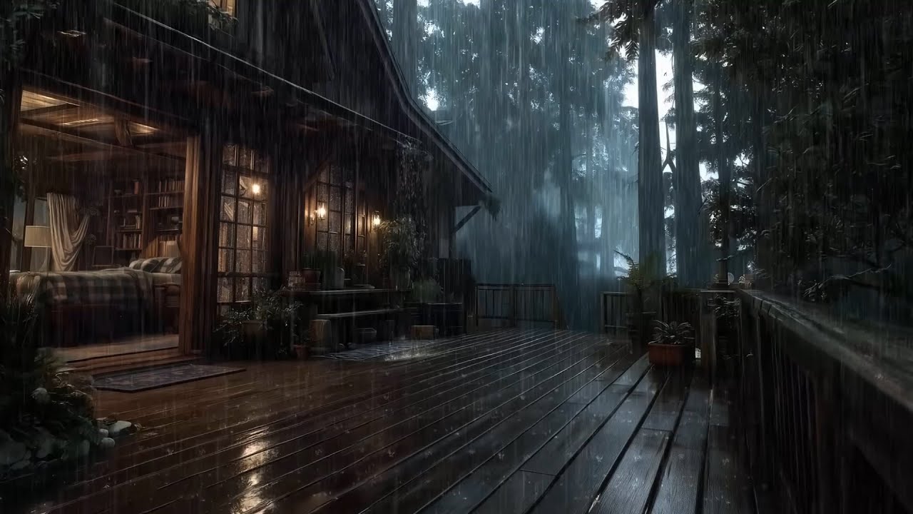 ⚡ Strong Rain Thunderstorm Sounds for Sleeping | Heavy Rain & Intense Thunder on Old House at Night