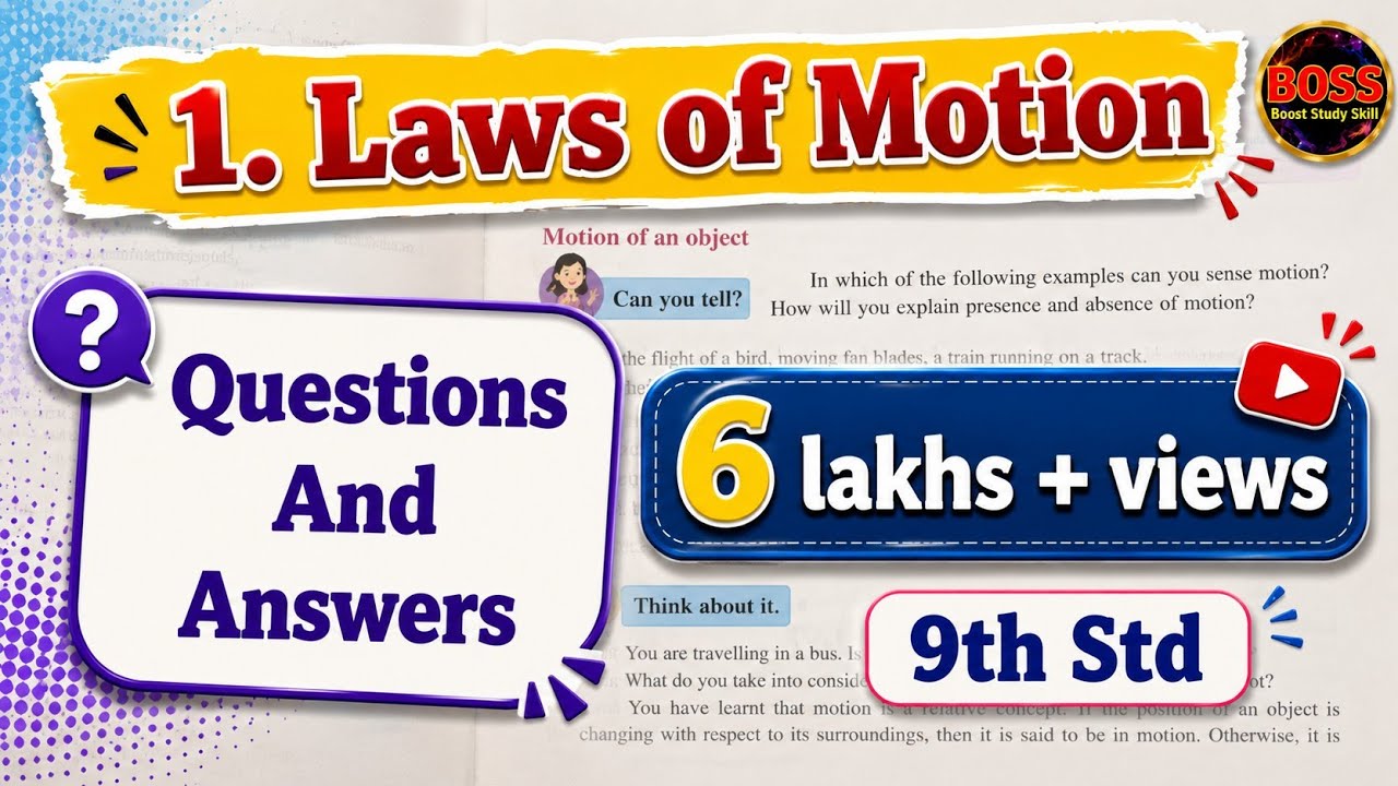 9th Std - Science - Chapter 1 Laws of motion questions answers exercise - Class 9 - General Science