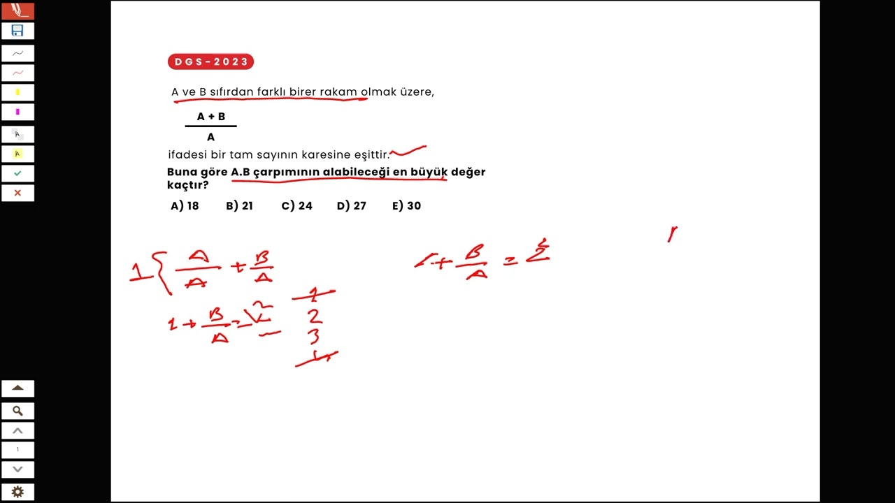 2023 DGS Sınavı Matematik Soru &Ccedil;&ouml;z&uuml;mleri