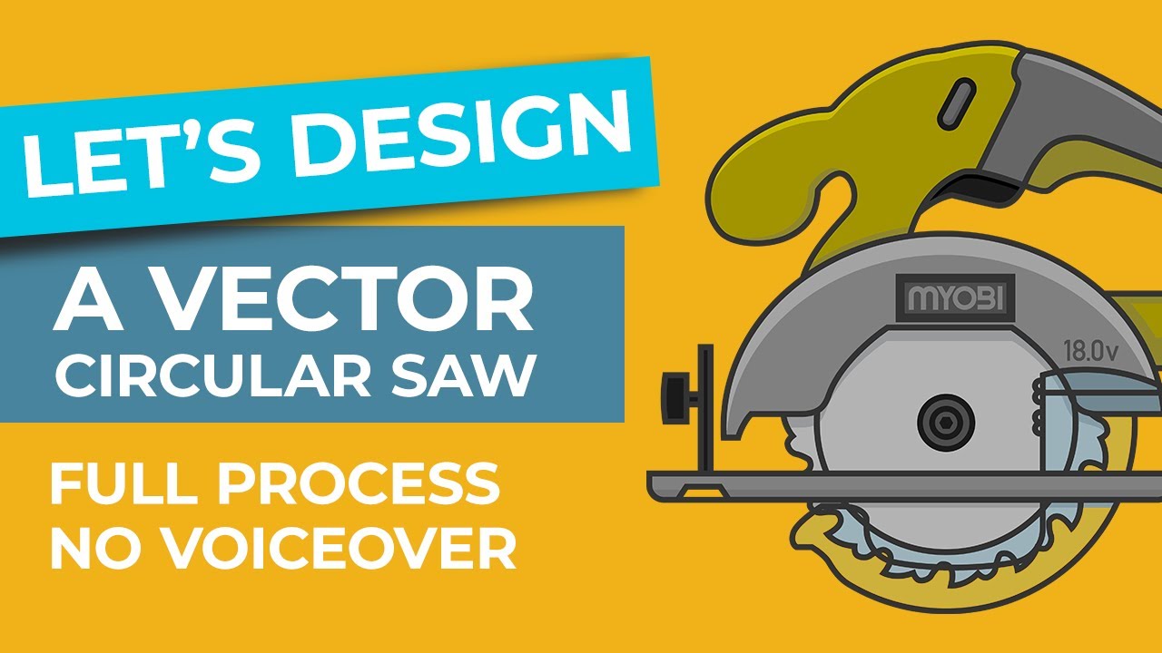 [FULL DESIGN PROCESS NO VOICE OVER] Designing a Vector Circular Saw in Adobe Illustrator