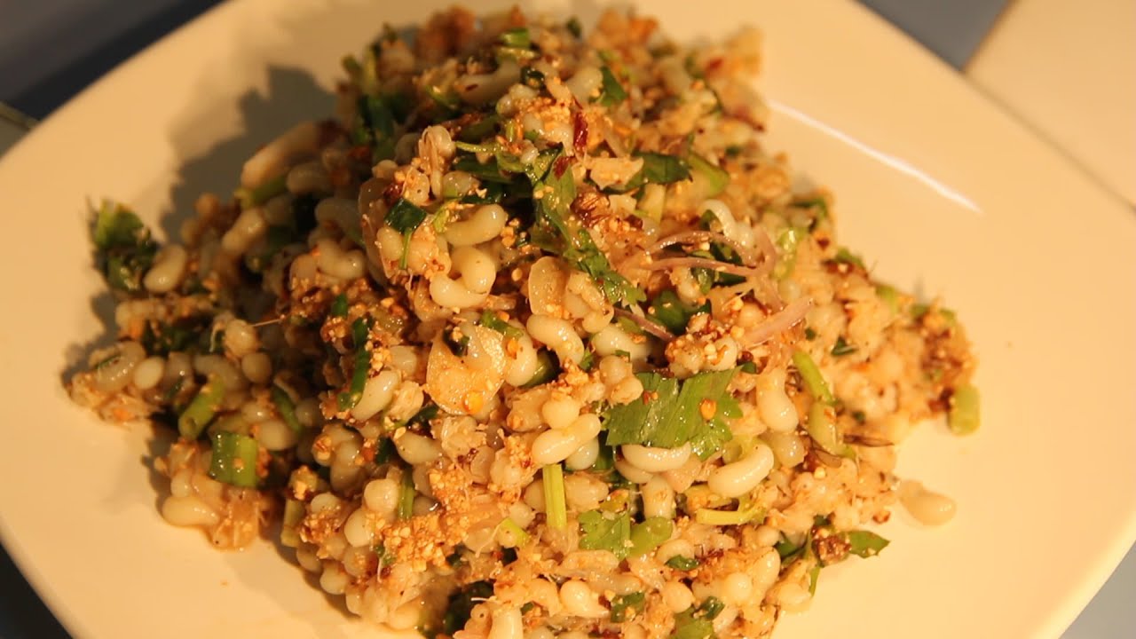 Eating Ant Eggs in Thailand. Raw Ant Egg Salad: A Thai Food Recipe. Eating Insects & Bugs