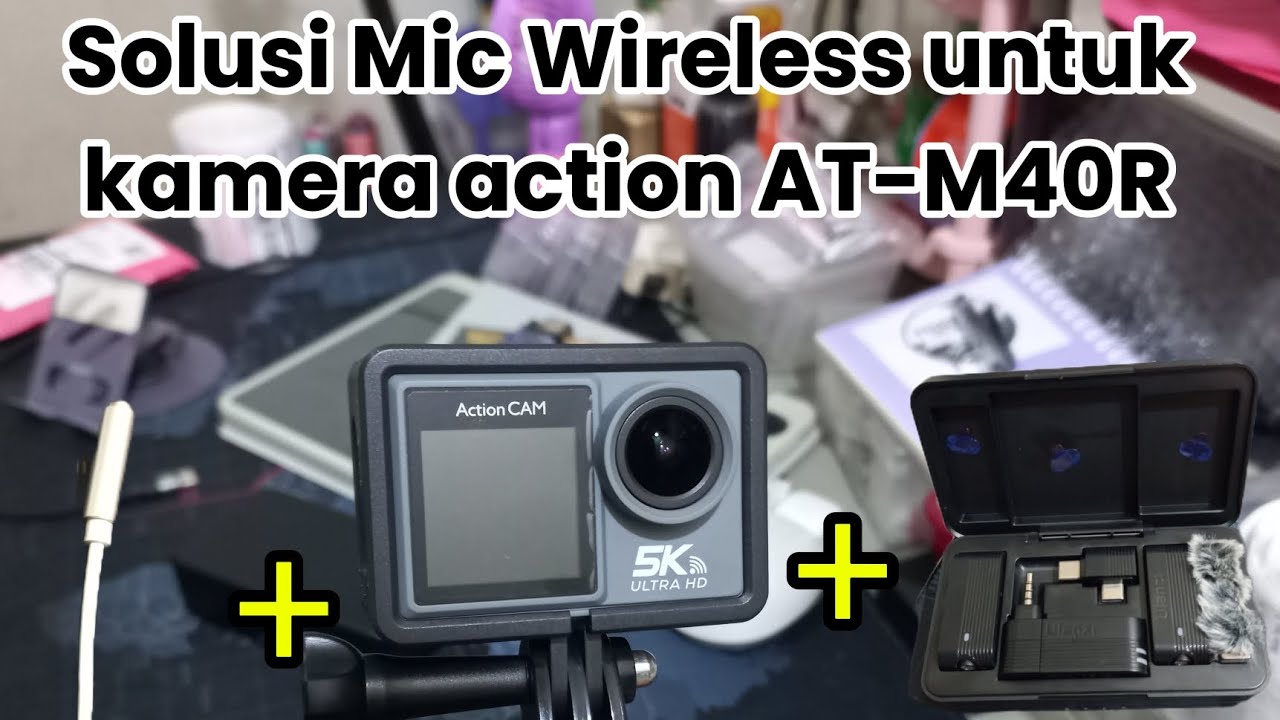 Microfon wireless untuk kamera action AT-M40R dengan koneksi adapter to ULANZI A100