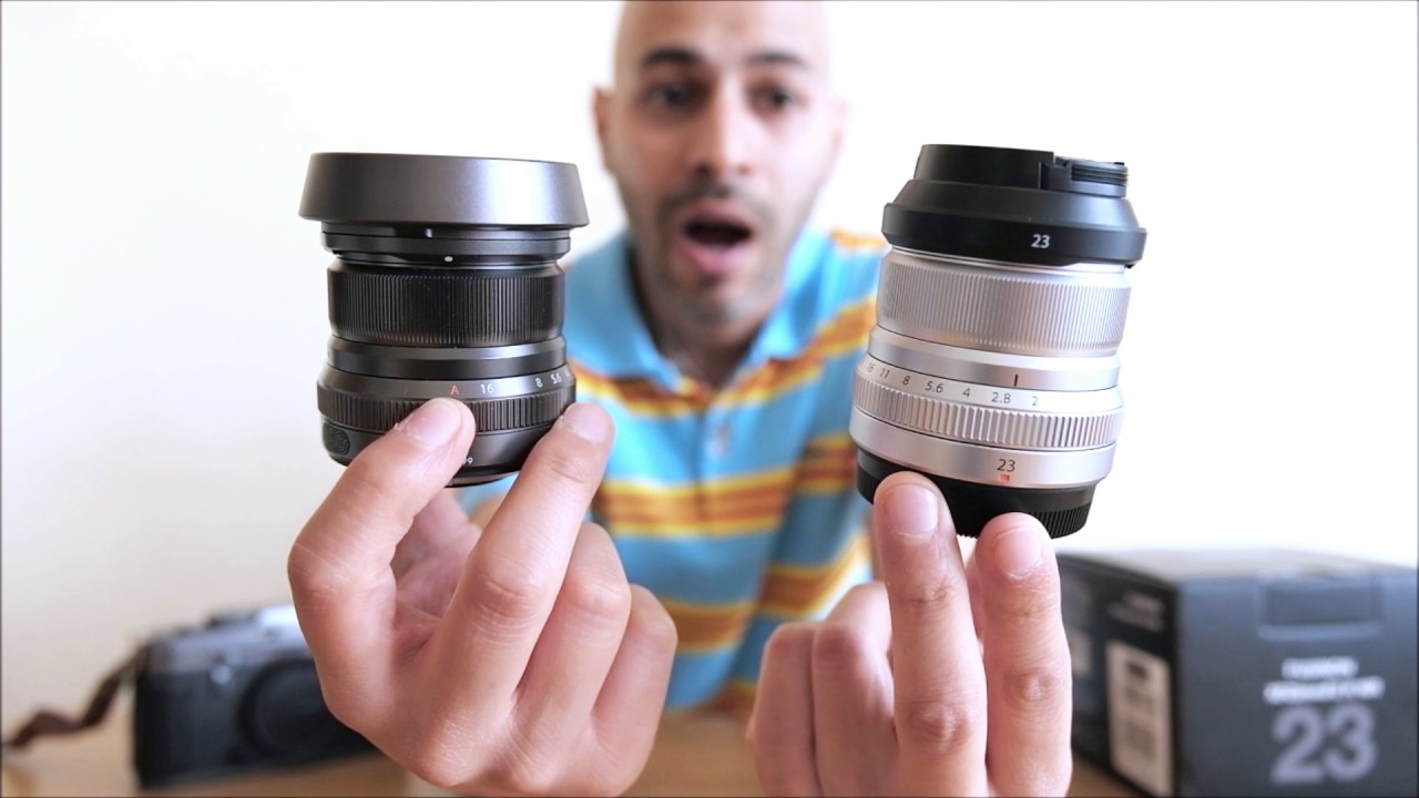 Fuji 23mm f2 Graphite vs silver colour comparison.