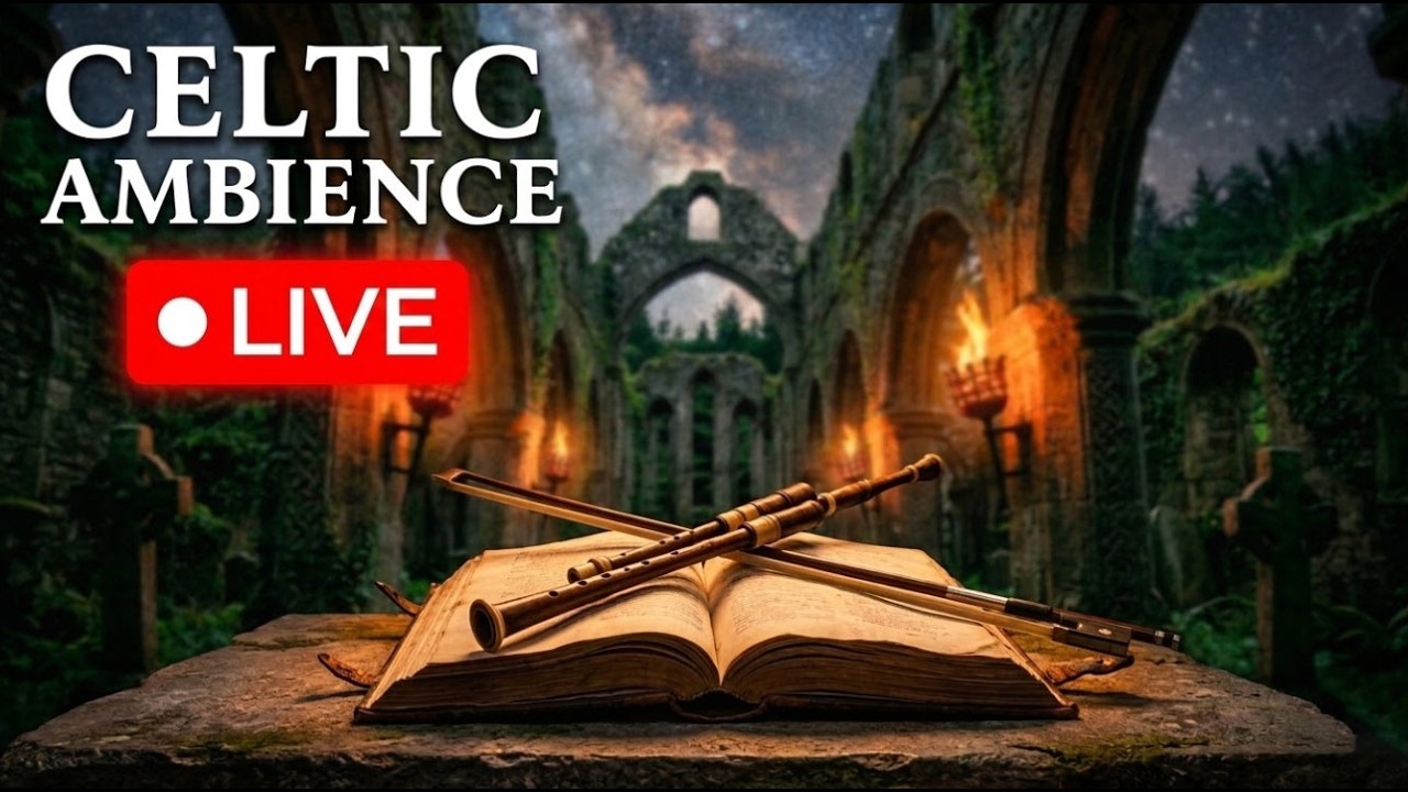🔴 LIVE: Celtic Instrumental Music for Study & Reading • Ruined Abbey Ambience