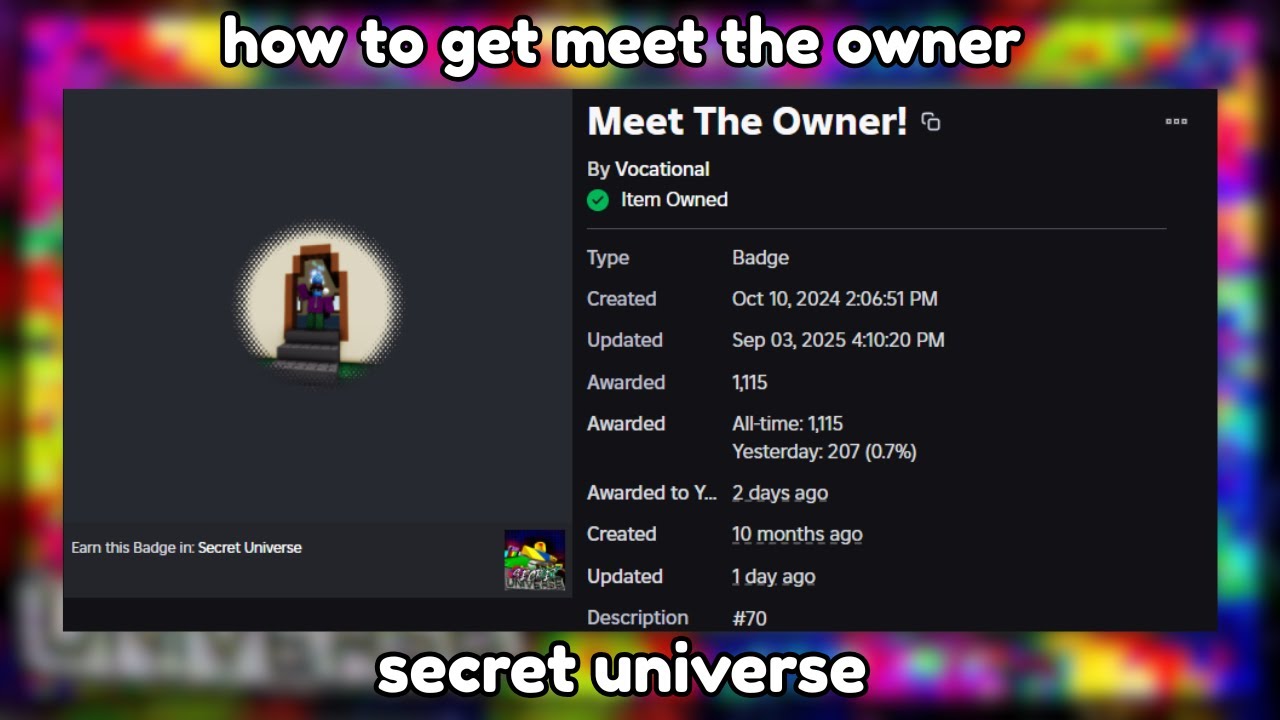 how to get meet the owner (secret universe roblox)