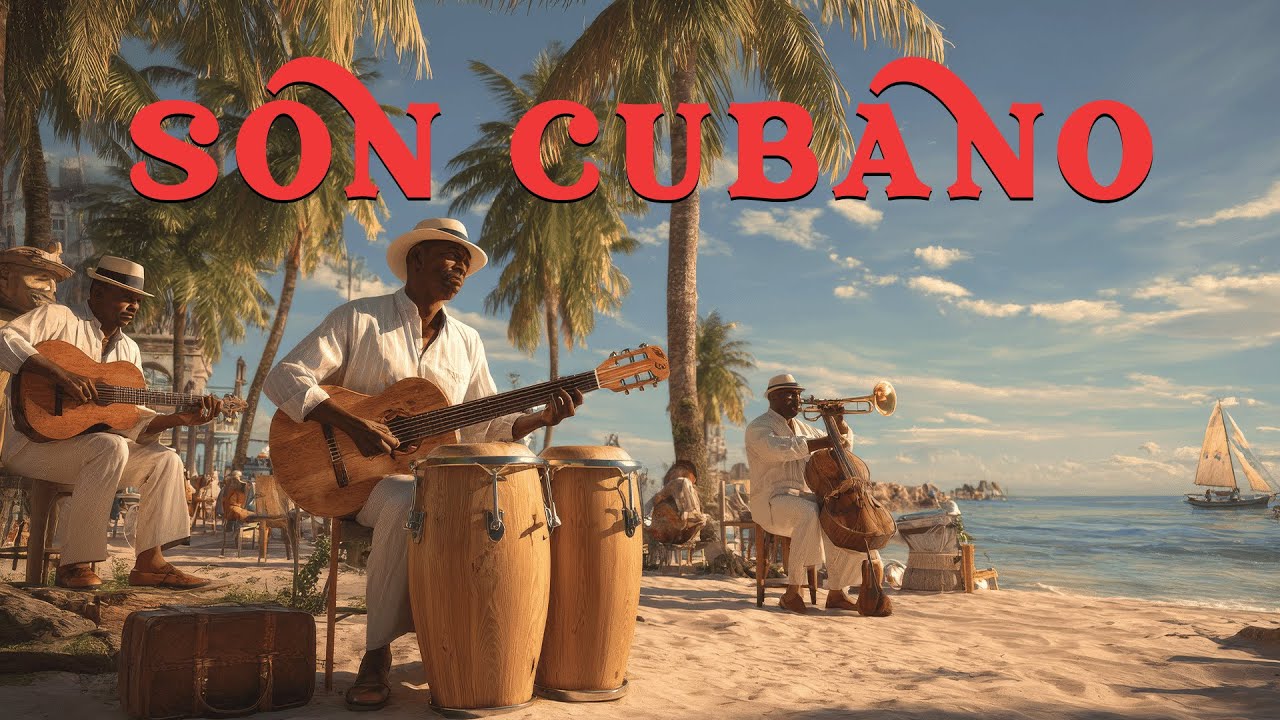 Son Cubano en la Playa al Atardecer: Banda Cubana Toca Guitarras y Percusión