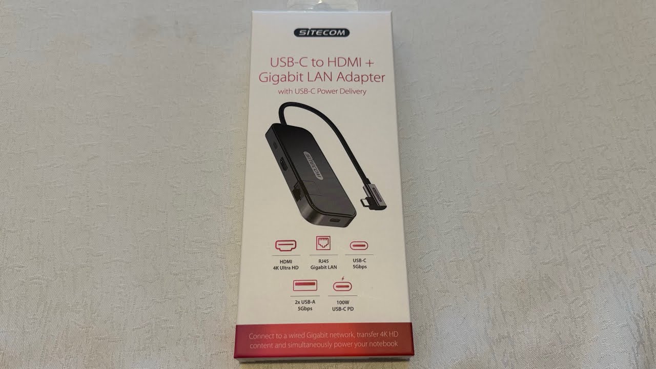 Adapter Sitecom z Action multiport z USB-C do wyjścia HDMI + 2 USB + Gigabitowy port LAN. Unboxing