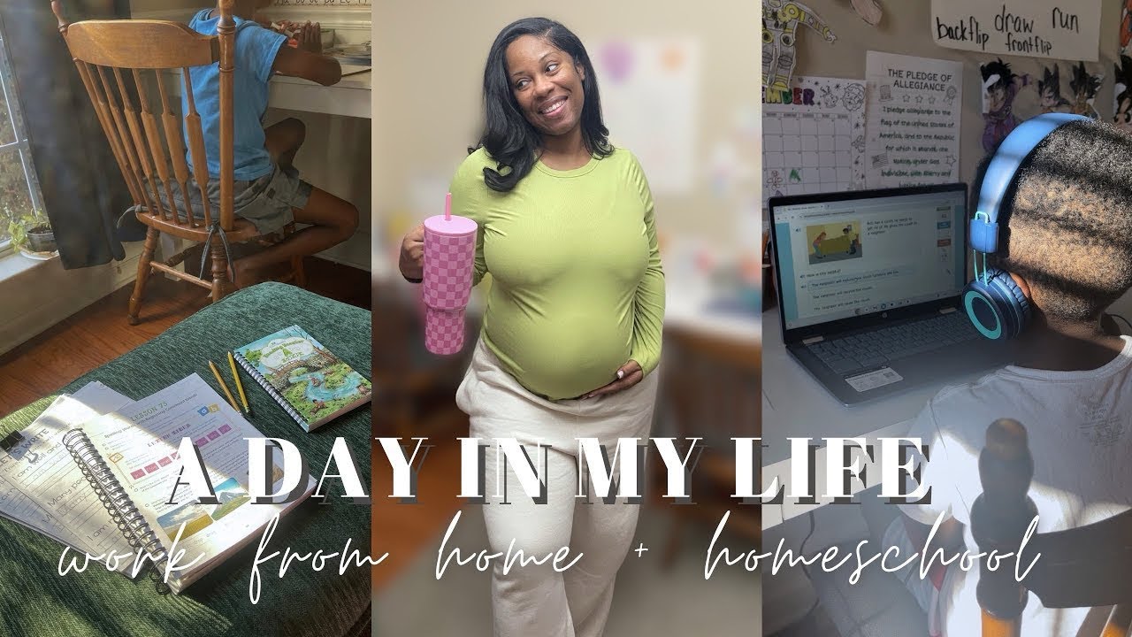 DITL| Pregnant mom of two(WFH + homeschool ✏️👩🏾‍💻)