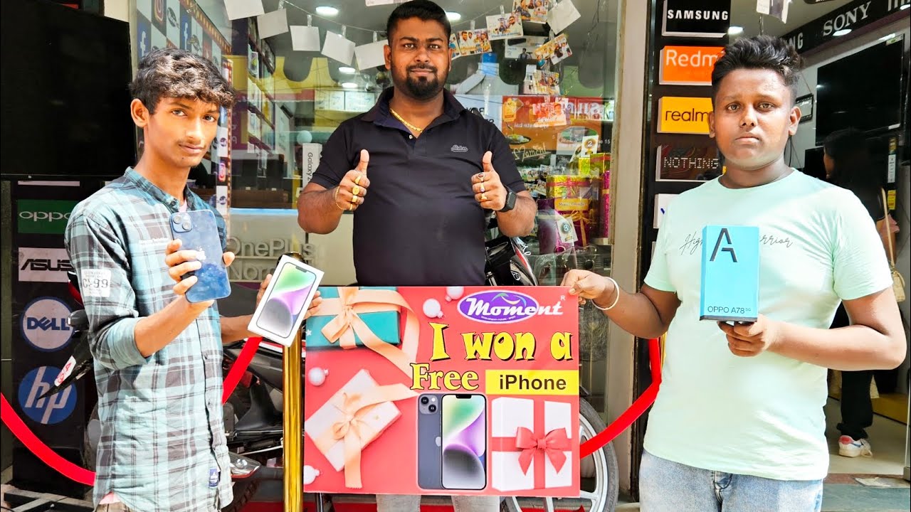Free iPhone 14 Plus with oppo A78. Double Dhamaka Offer at Moment Enterprise. Get Assured Gifts 🎁🎁