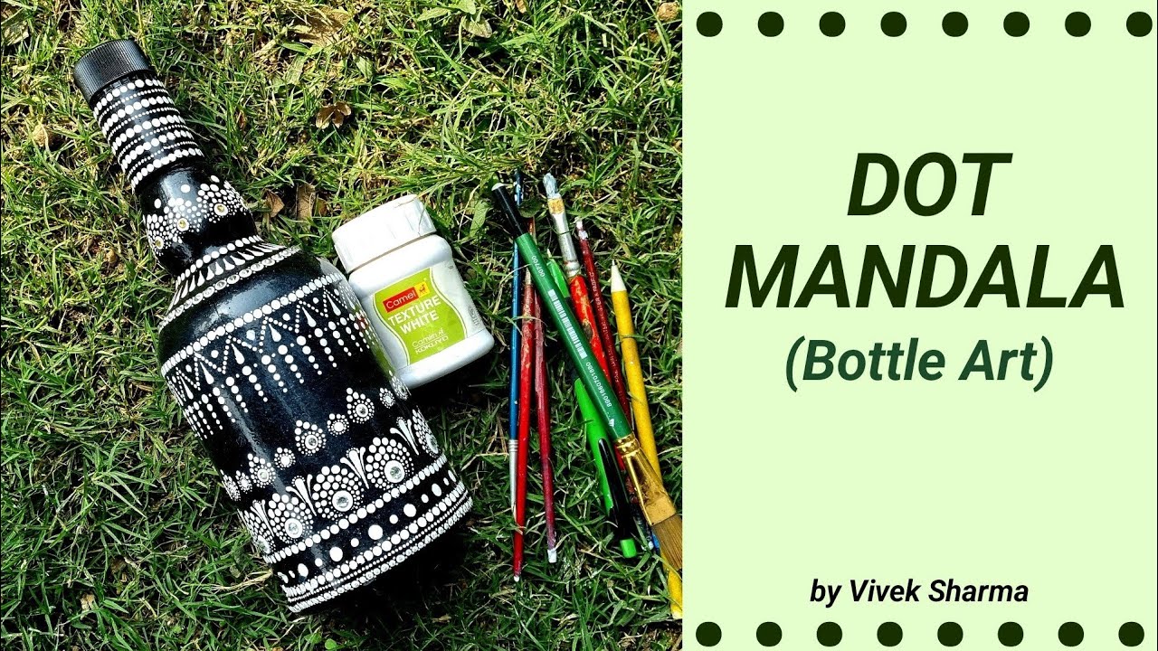 Dot Mandala on Glass bottle without Tools | Easy Dot Painting for beginners by Vivek Sharma