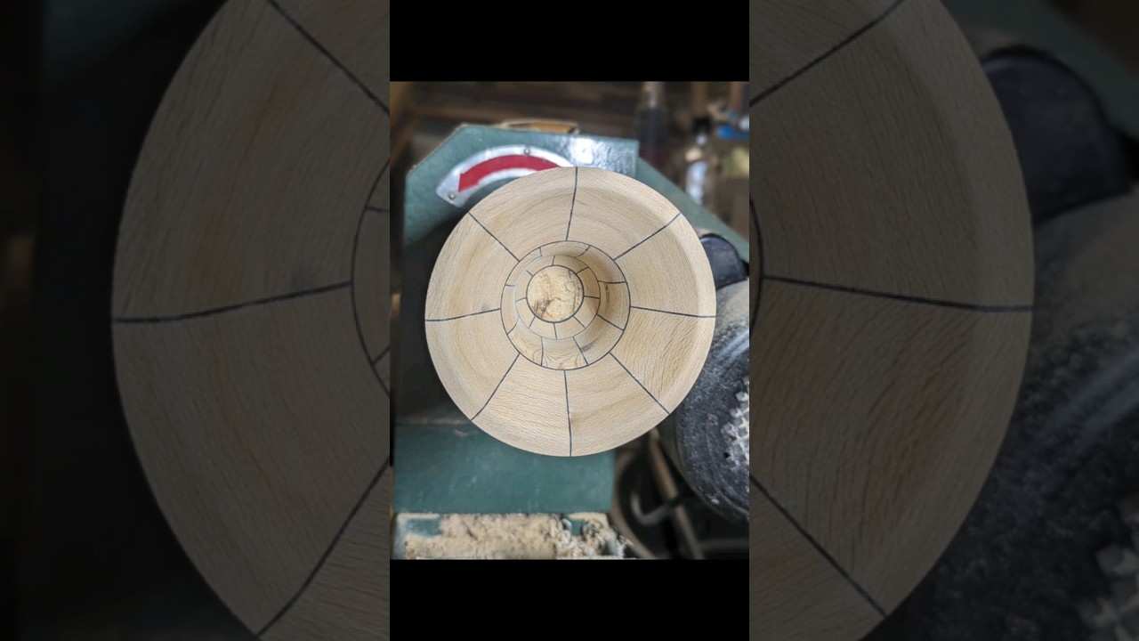 Shaping the inside of this segmented bowl #woodturning #segmentedwoodturning #segmentedbowl #shorts