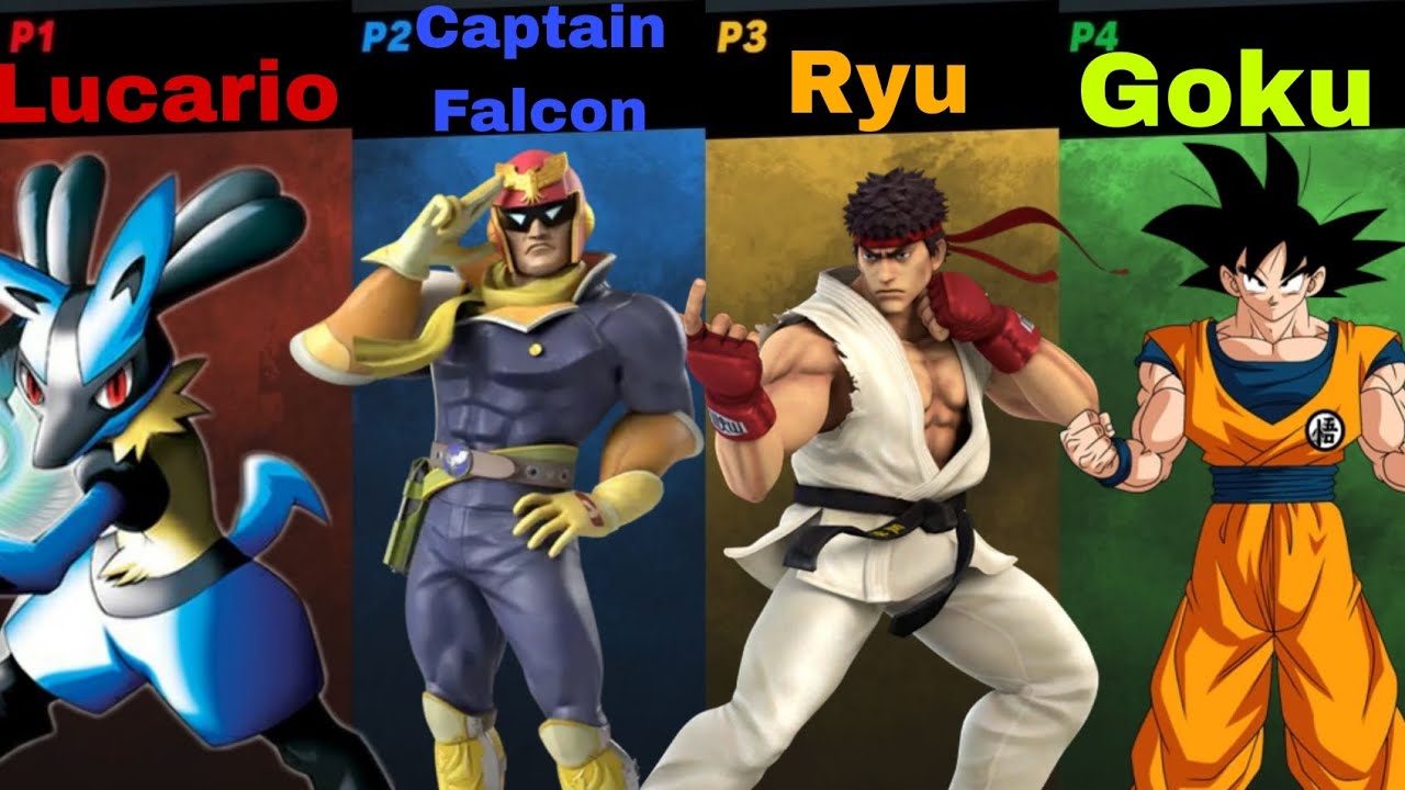 Super Smash Flash 2- Lucario Vs Captain Falcon Vs Ryu Vs Goku