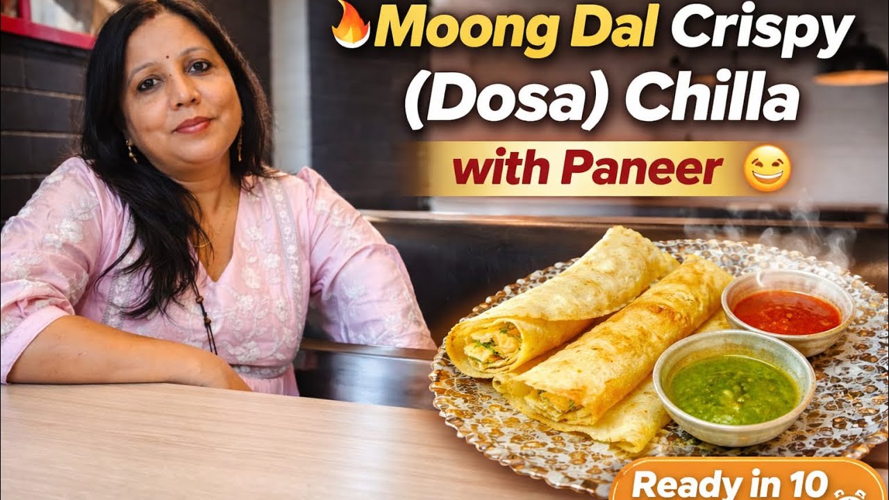 मूंग की दाल का पनीर वाले क्रिस्पी ( डोसा ) चिला | Rekha Kitchen Khana Khilana ❤️
