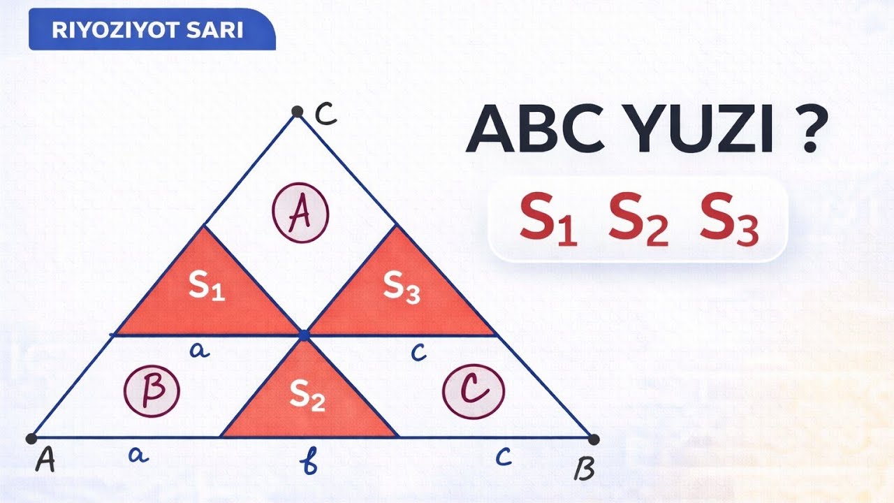 S1, S2, S3 orqali ABC uchburchak yuzasini topish. 