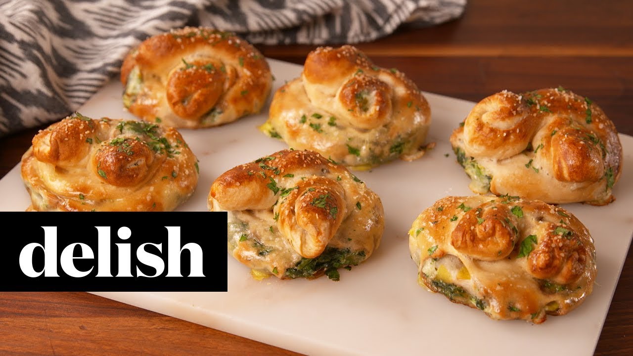 How to Make Spinach Artichoke Stuffed Pretzels | Recipe | Delish