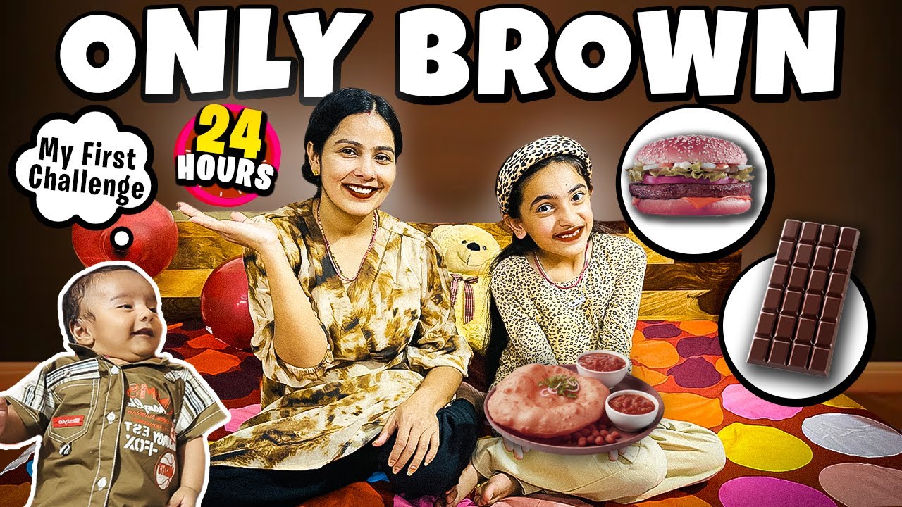 Using only *BROWN* things for 24 HOURS!🤎🍩*Only BROWN* Food Challenge😍Samayra Narula and Family