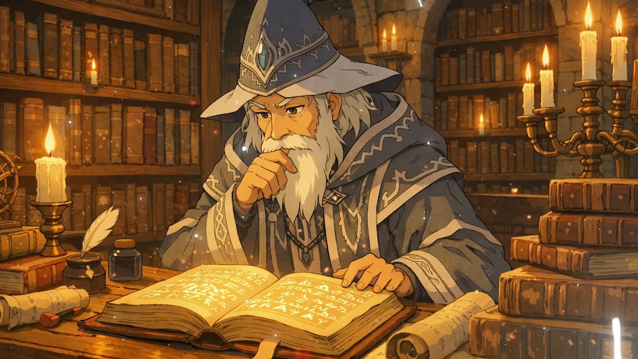 POV: you're a tired wizard studying late in a quiet ancient library (lofi mix for deep focus) 📜✨