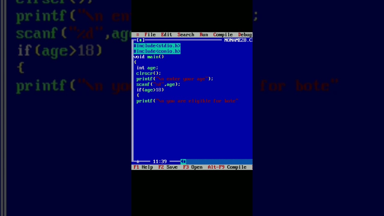 To check whether a person is eligible for vote or not #cprogramming #shortsvideo