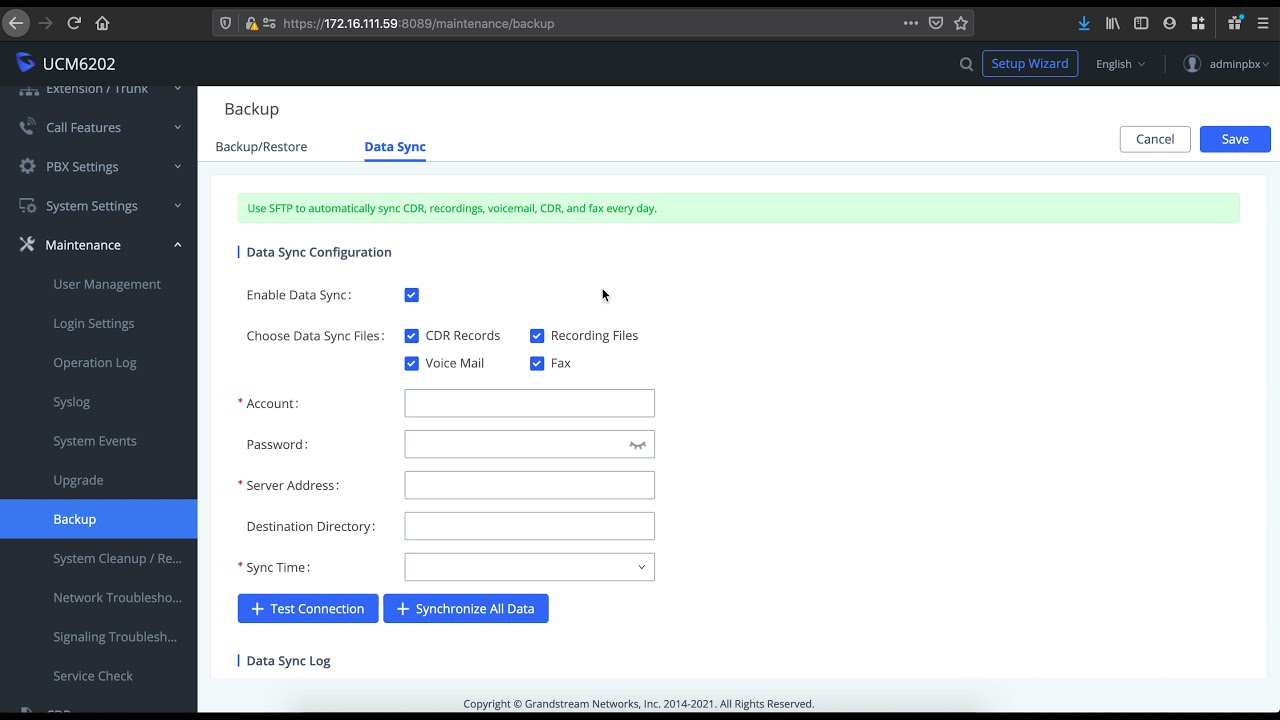 Grandstream UCM -12- Backups