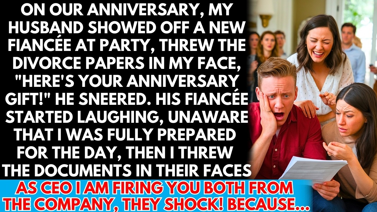 At anniversary, My husband threw the divorce papers at me when he showed off new fiancée, unaware...