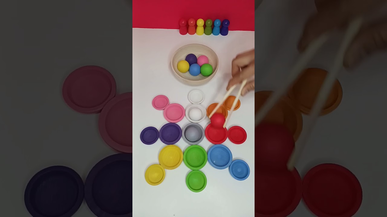 Satisfying Color Sorting wooden balls ASMR