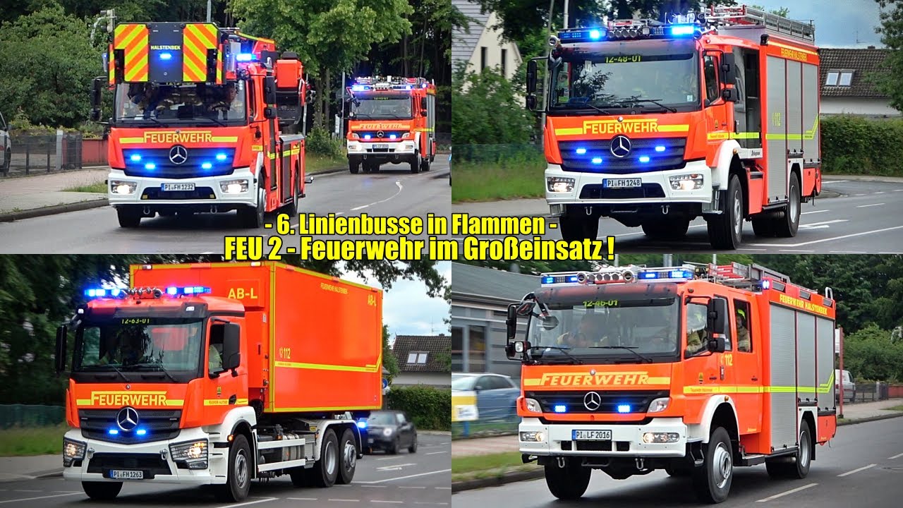 [6.LINIENBUSSE in VOLLBRAND - FEU 2!] - Einsatzfahrten zum Großeinsatz in Schenefeld (Pi)