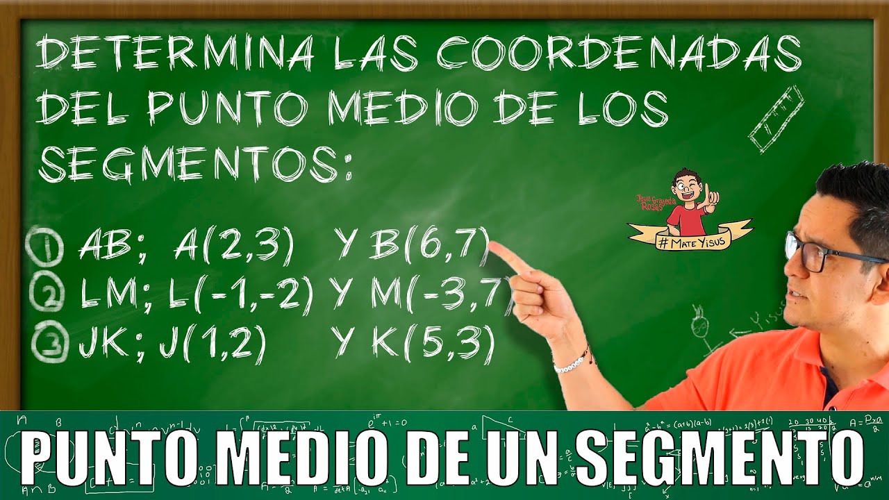 10. Punto medio de un segmento. Fórmulas y ejemplos.