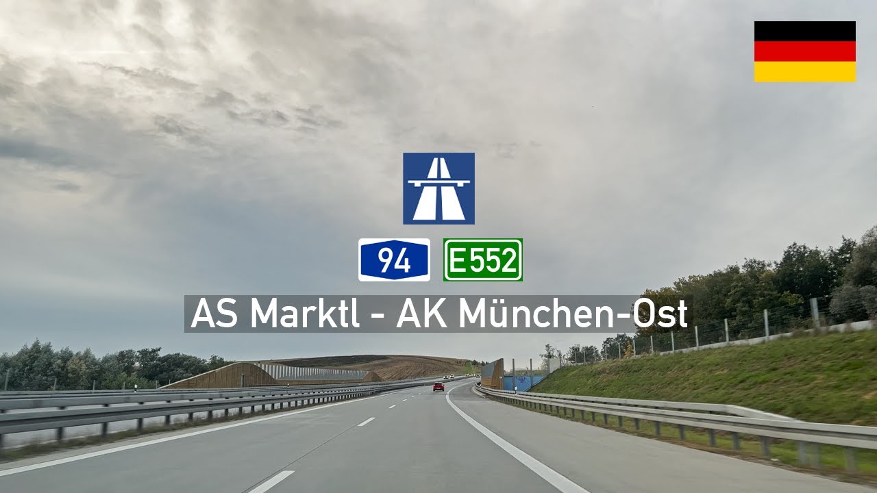 Driving in Germany: Autobahn A94 E552 from AS Marktl to AK München-Ost
