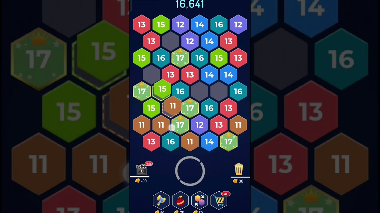 merge hexa number puzzle