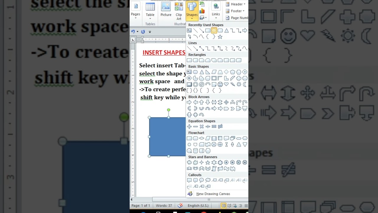 How to insert shapes in MS word||#MS Office||MS Word|| #insert shapes