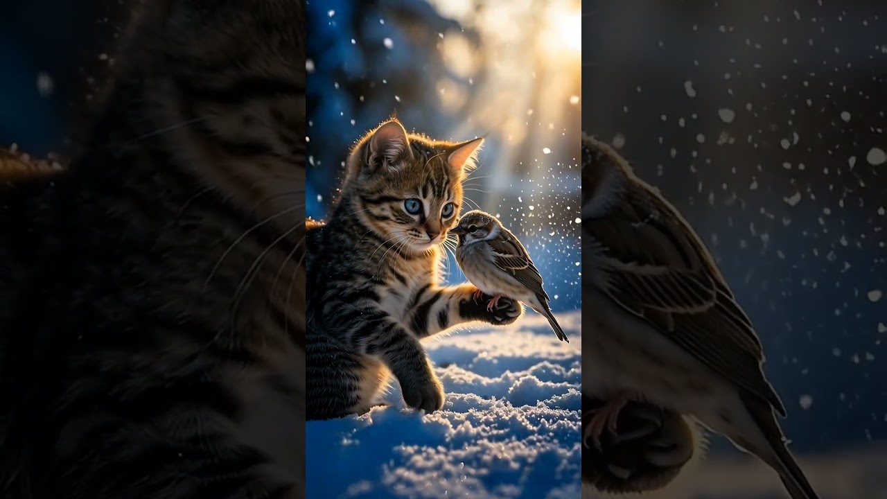 A kitten found a frozen bird… and changed its fate forever 🐱❄️🕊️