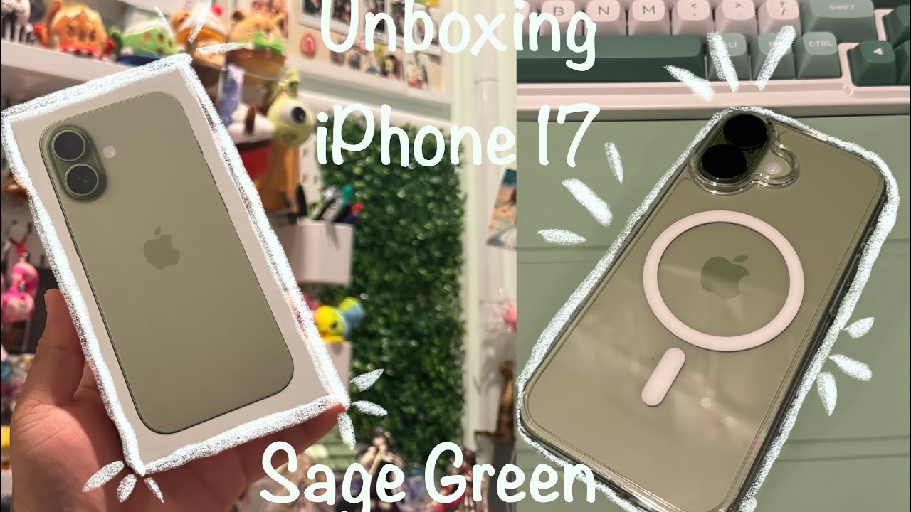 💚Unboxing my iPhone 17 📱 in Sage Green.💚 #iphone17 #sagegreen #aesthetic