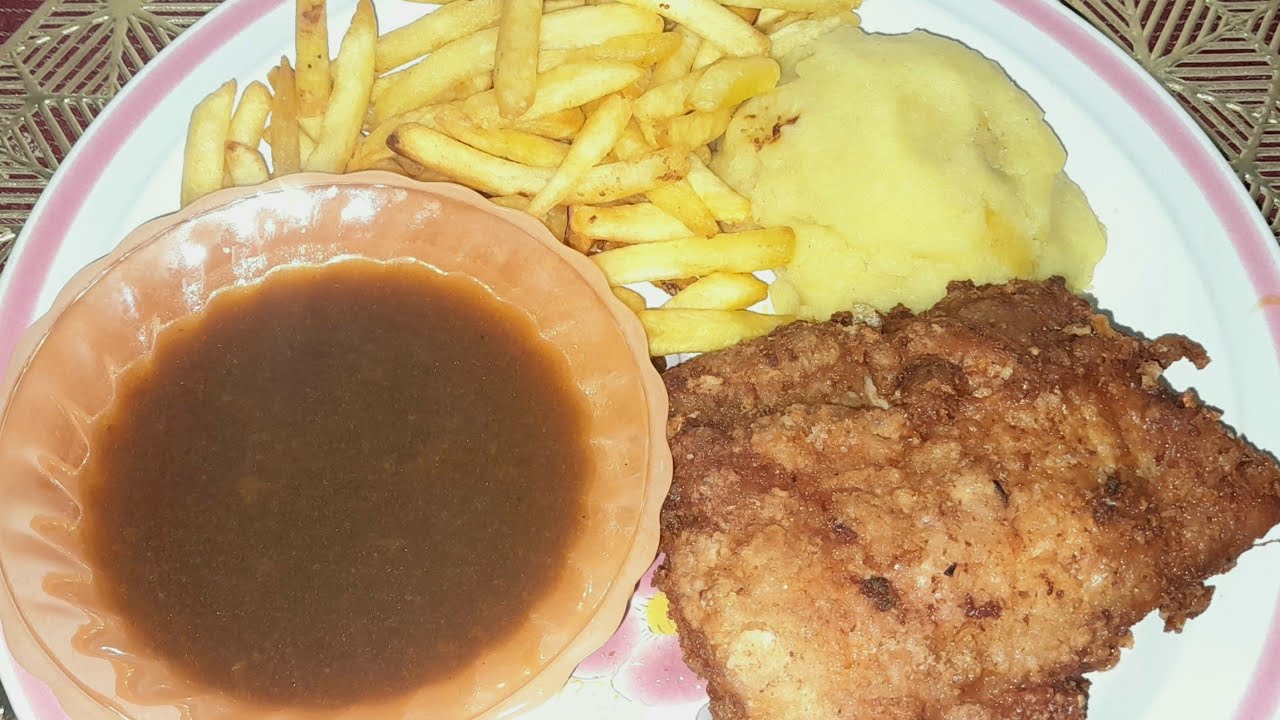 Homemade Chicken Chop with Blackpepper Sauce.
