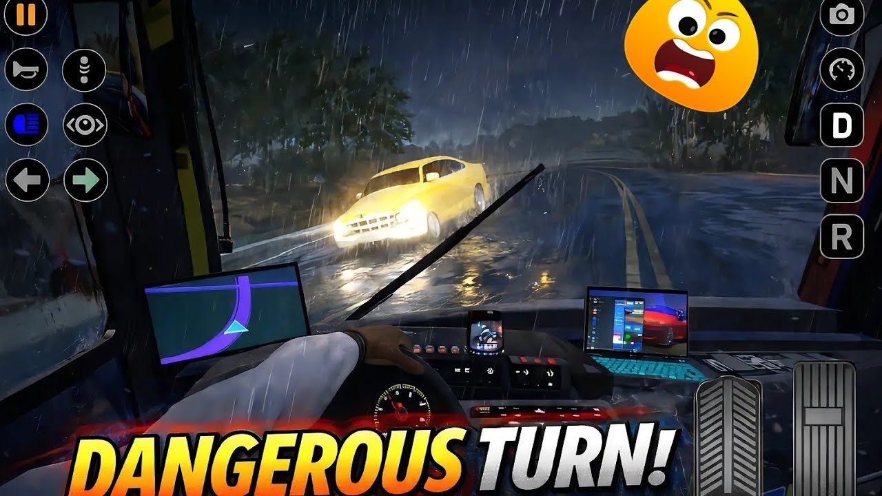 Dangerous Turn in Heavy Rain 🌧️ Bus Simulator Realistic Driving