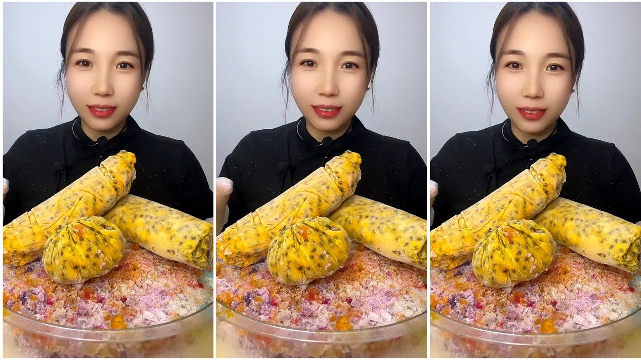 ❄️ASMR ICE EATING with PASSION FRUIT 