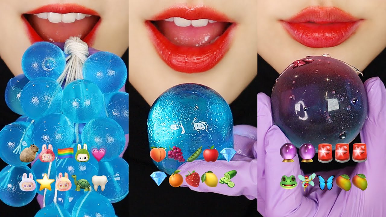 8MINUTES VERTICAL EMOJI MUKBANG ASMR COMILPATION 🍐 GLASS FRUITS ASMR