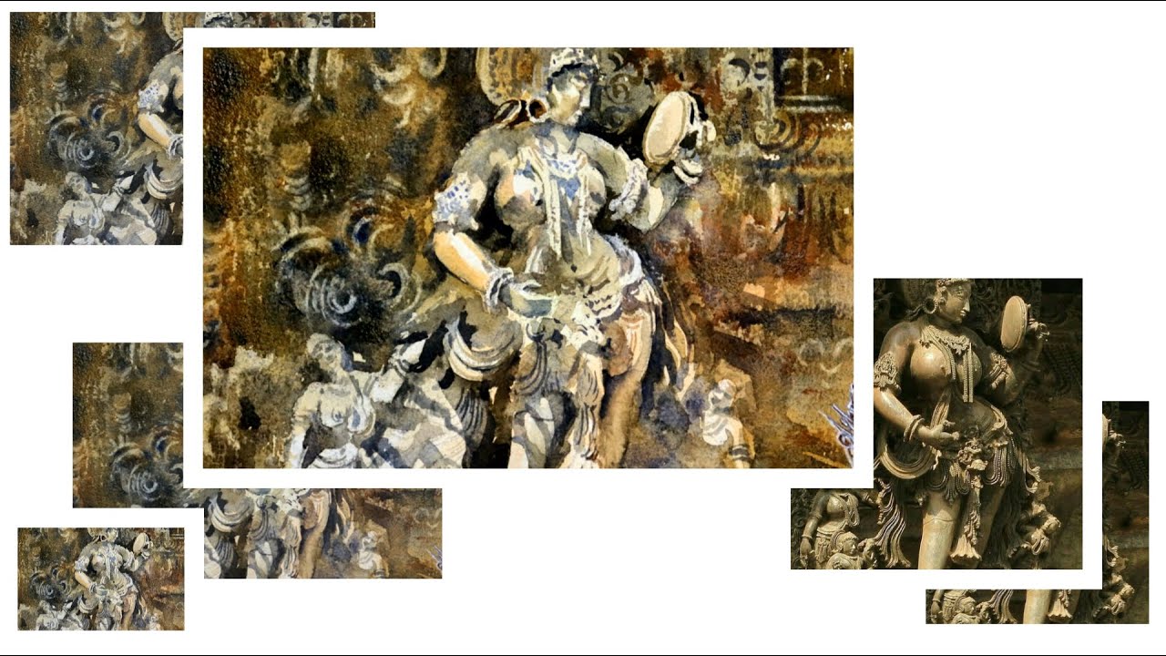 Акварельная скульптура | Индийский храм | Архитектура | Дарпана Сундари | Ачинтья Хазра